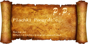 Plachki Pongrác névjegykártya